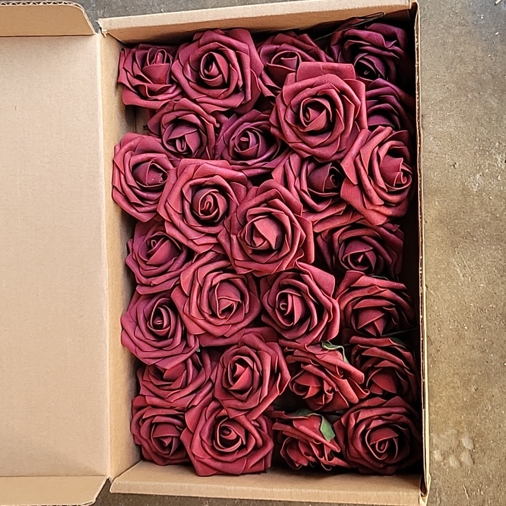 MACTING 27PCS Artificial Flower Roses, Real Touch Fake Flowers with Stems, Foam